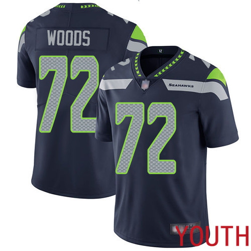 Seattle Seahawks Limited Navy Blue Youth Al Woods Home Jersey NFL Football 72 Vapor Untouchable